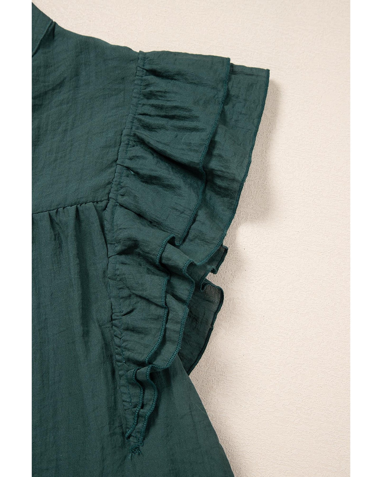 Skobeloff Frilled V Neck Ruffled Cap Sleeve Blouse - M