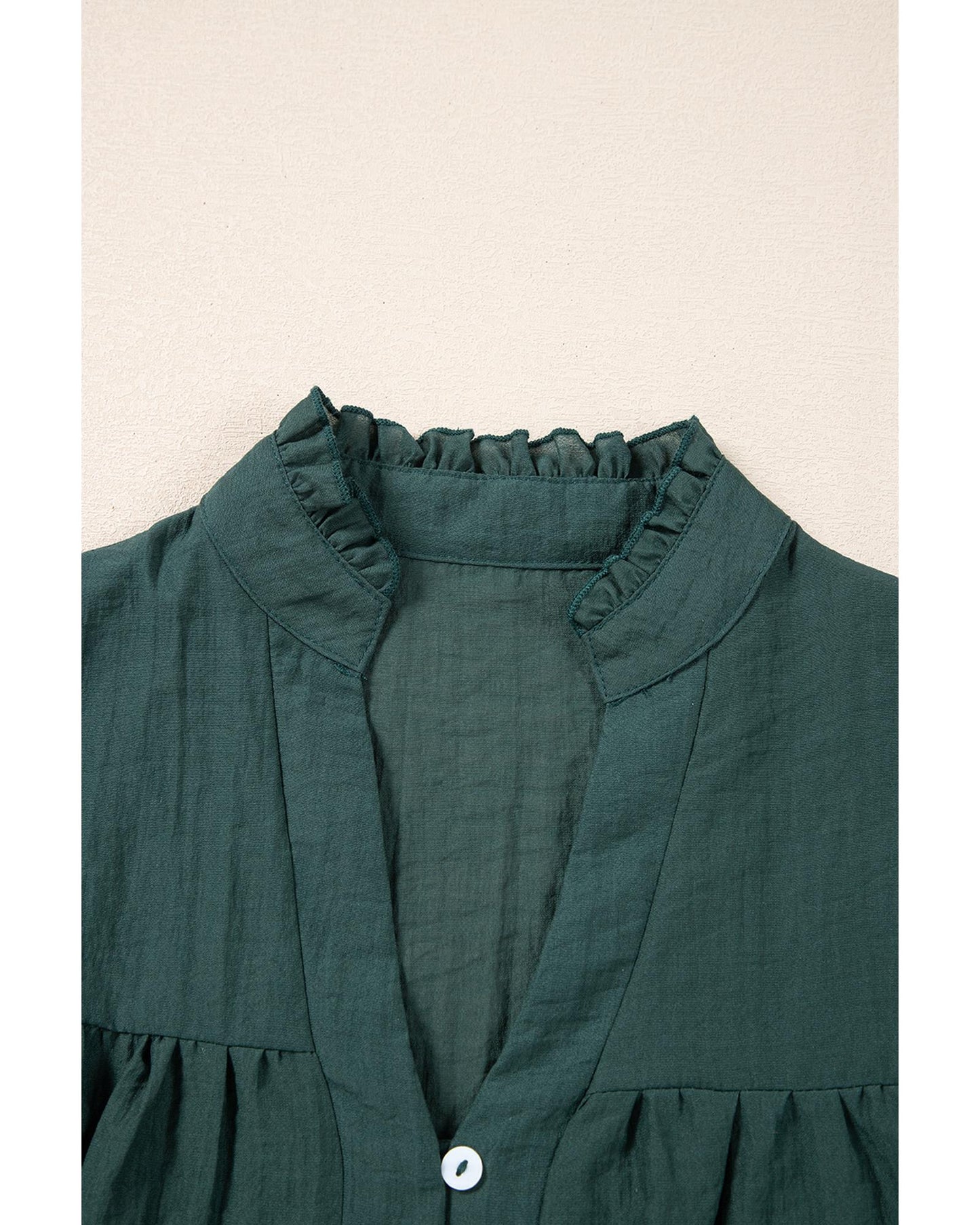 Skobeloff Frilled V Neck Ruffled Cap Sleeve Blouse - M