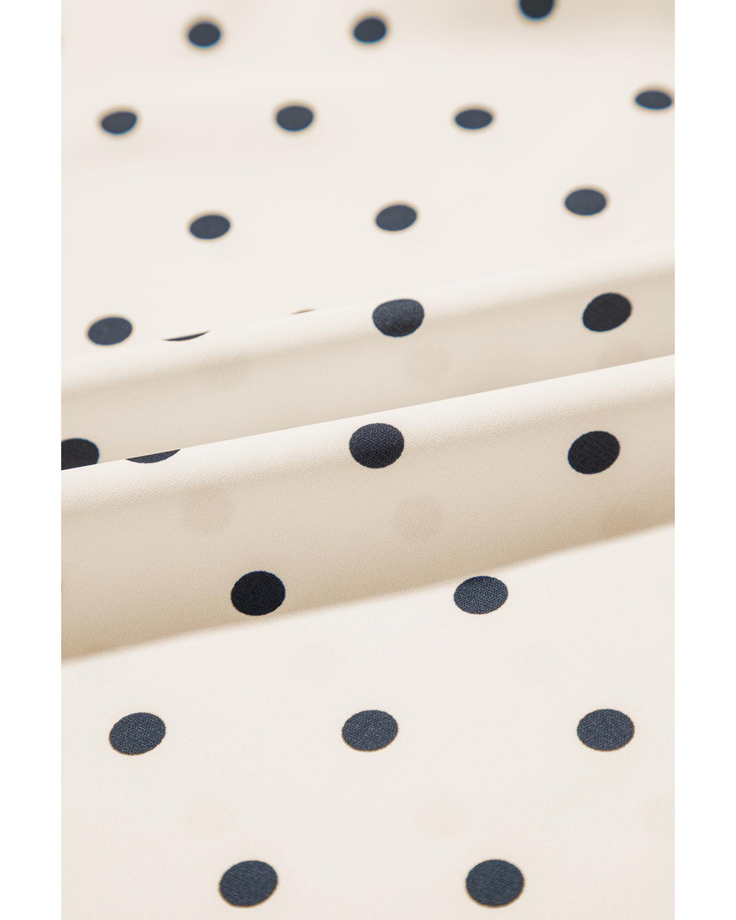 Apricot Polka Dot Print Frilled Collar Lantern Sleeve Blouse - M