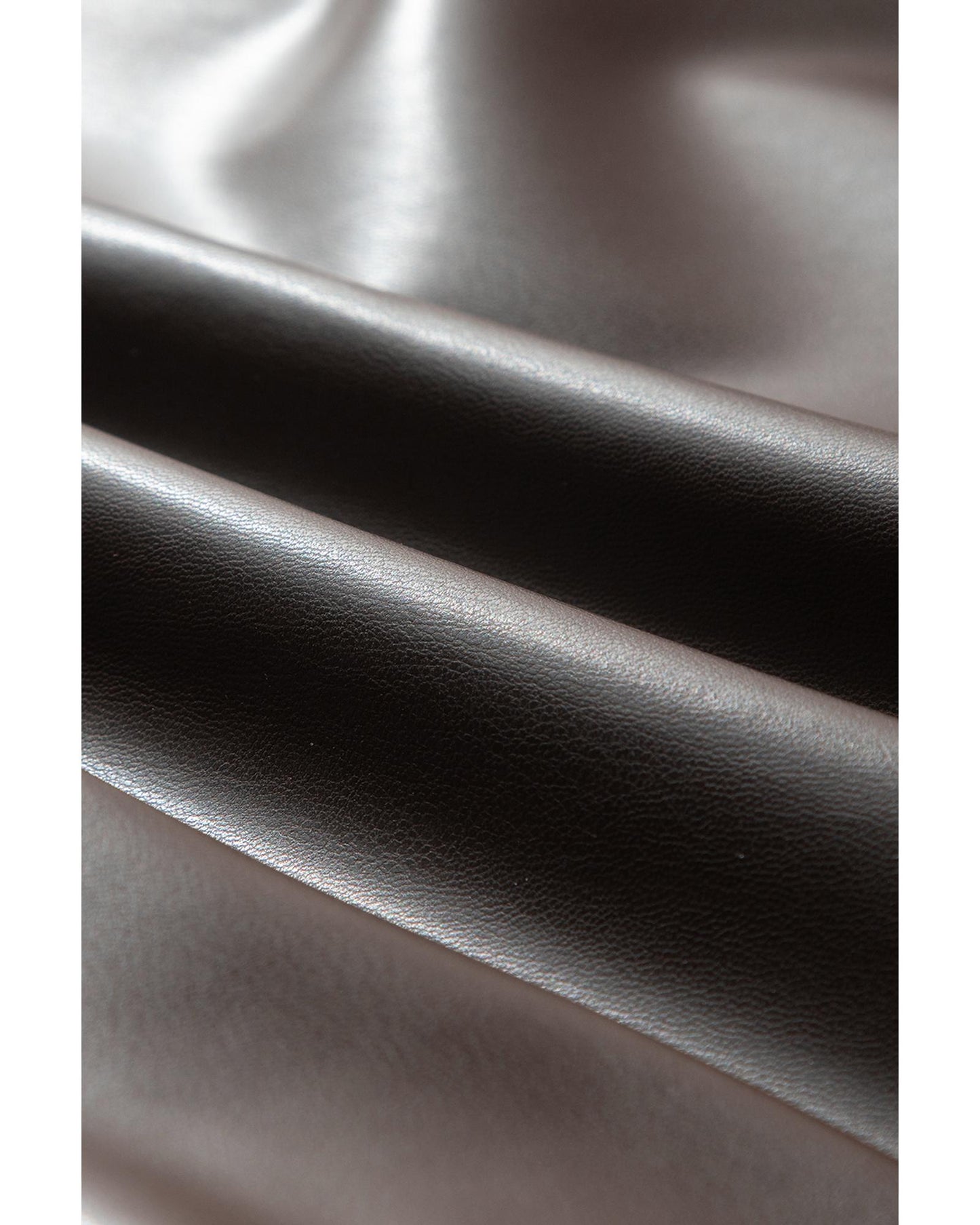 Four Leaf Clover Floral Bubble Sleeve Patchwork Leatherette Frilled Round Neck Blouse - S