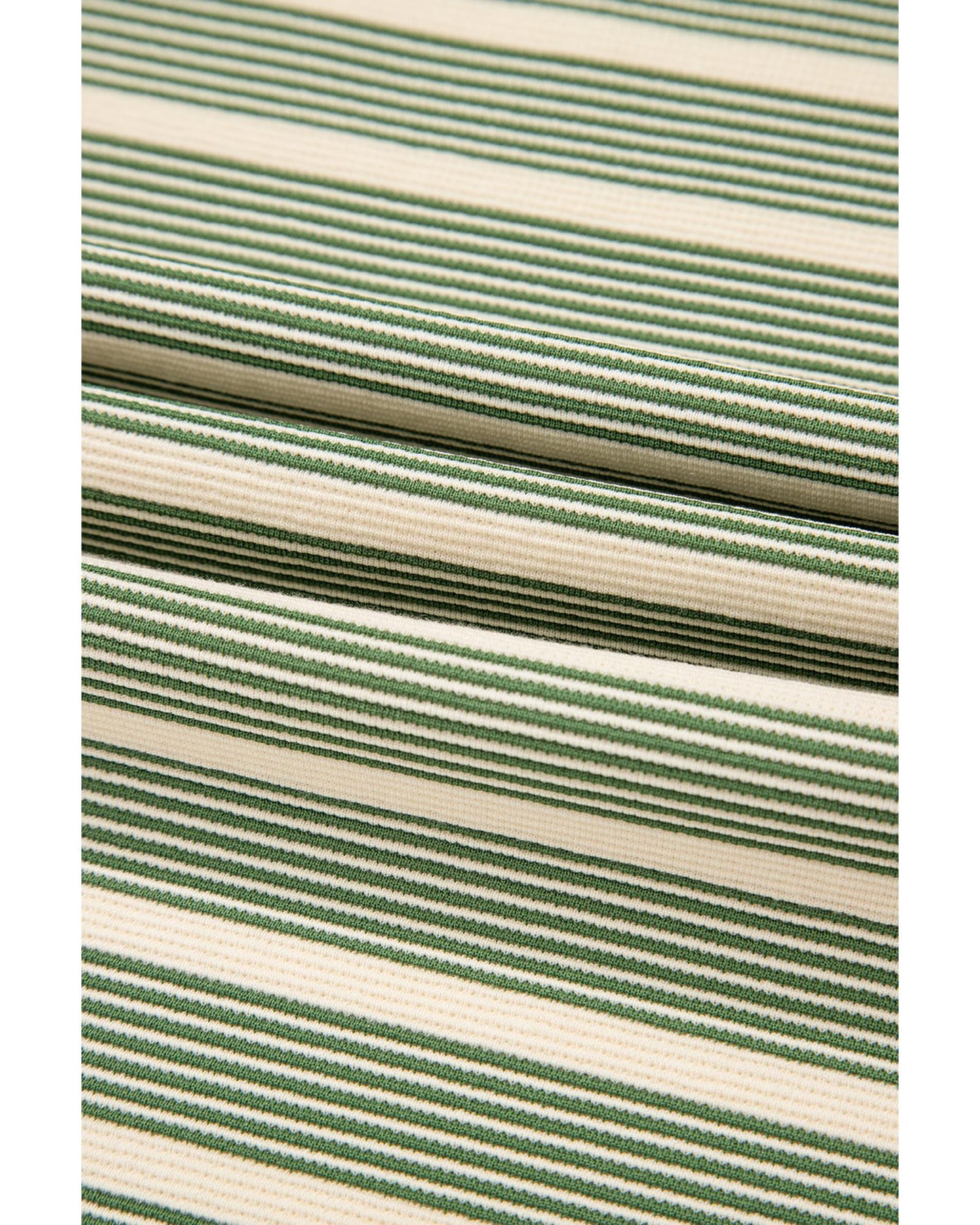 Green Stripe Contrast Edge Short Batwing Sleeve T Shirt - L