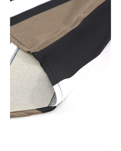 Black Brown Striped Modern Women Shirt - S