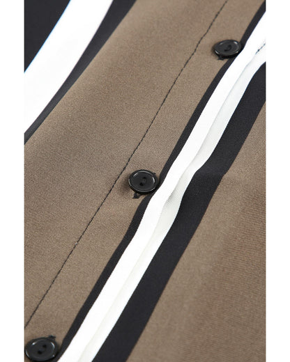 Black Brown Striped Modern Women Shirt - S