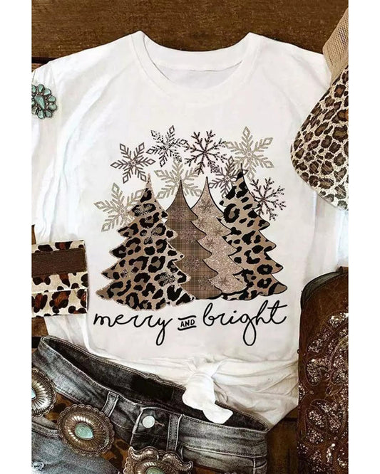 Azura Exchange Leopard Christmas Tree Graphic Print T-Shirt - L