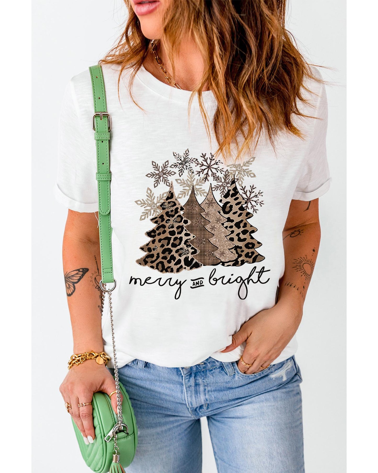 Azura Exchange Leopard Christmas Tree Graphic Print T-Shirt - S