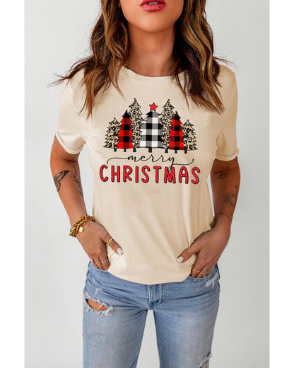 Azura Exchange Christmas Plaid Leopard Graphic Tee - S