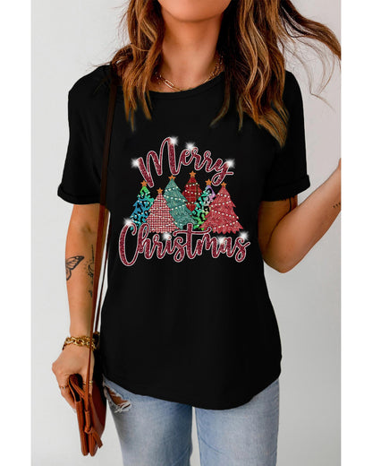 Azura Exchange Christmas Tree Pattern Graphic Tee - L