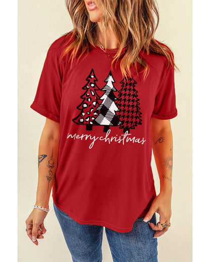 Azura Exchange Merry Christmas Trees Graphic Print T-Shirt - S