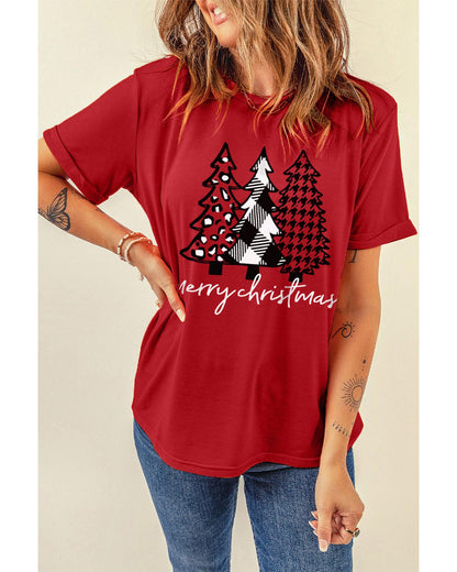 Azura Exchange Merry Christmas Trees Graphic Print T-Shirt - S