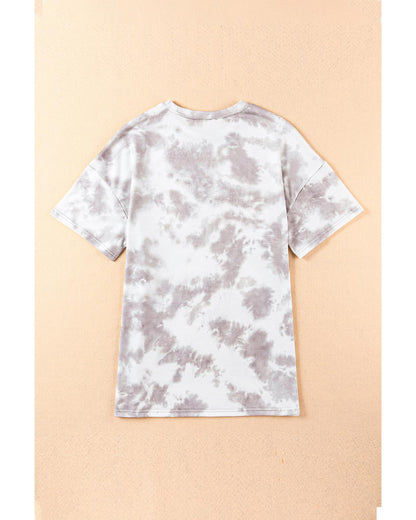 White Oversized Tie-dye AMERICA Graphic T-shirt with Distressing - S