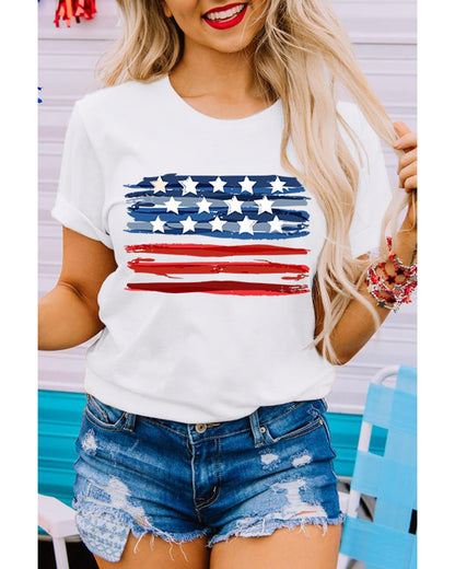 White American Flag Graphic Fashion Tee - M