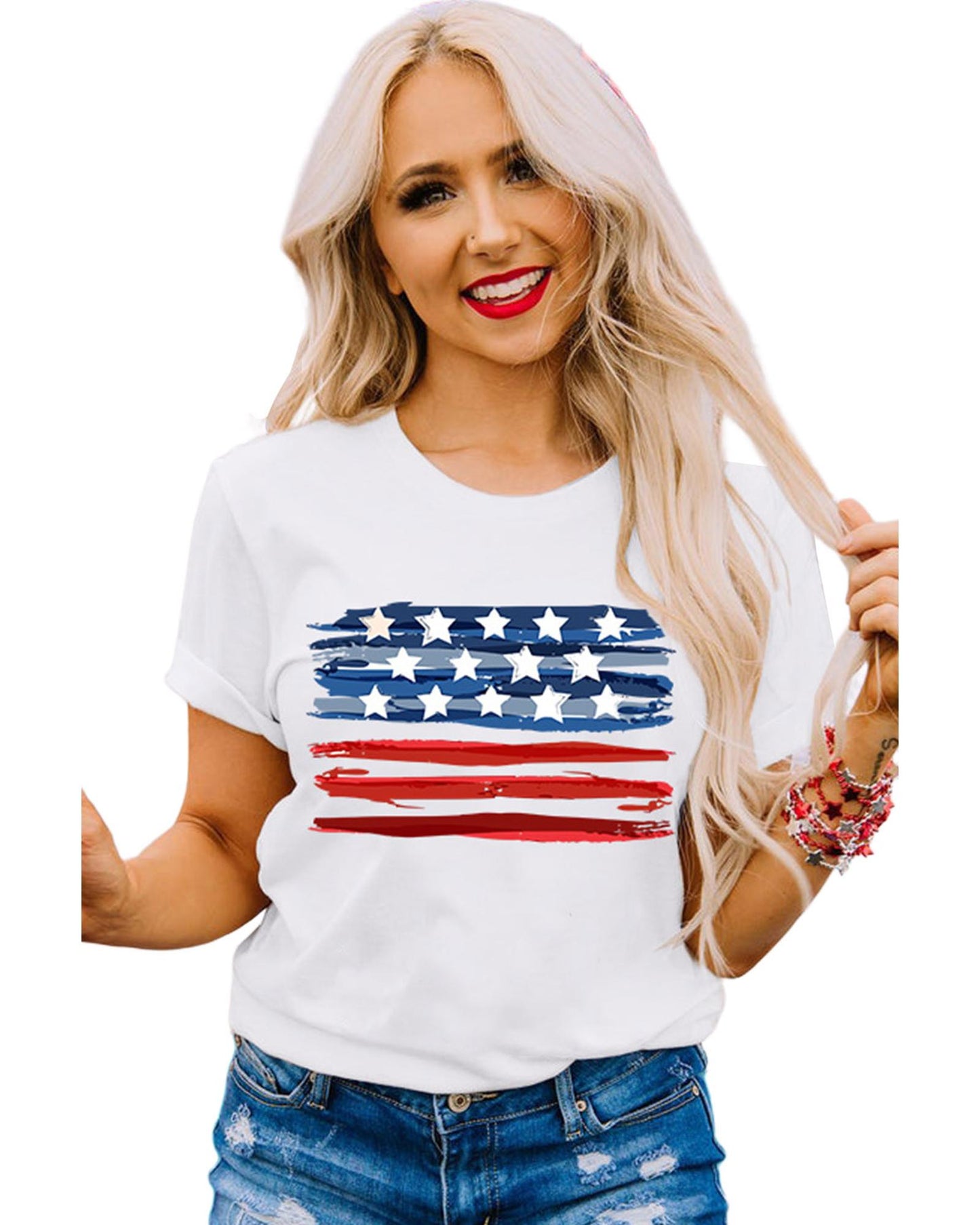 White American Flag Graphic Fashion Tee - M