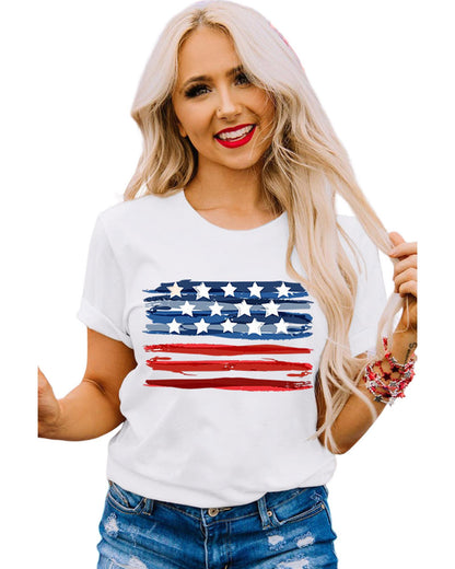 White American Flag Graphic Fashion Tee - M