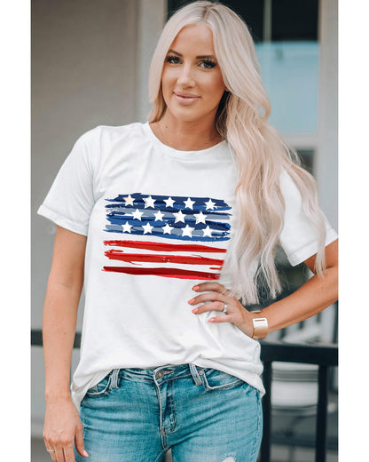 White American Flag Graphic Fashion Tee - M