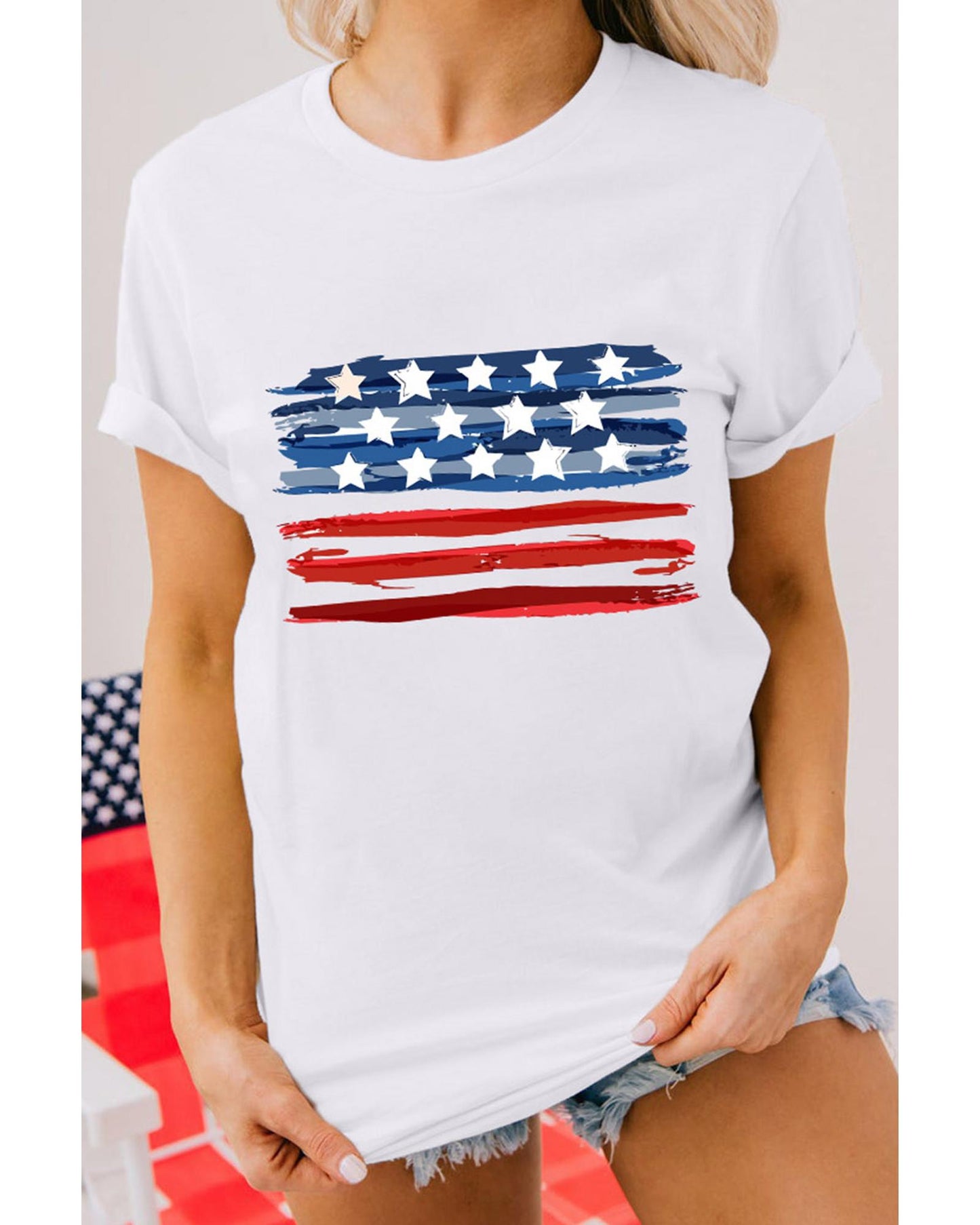 White American Flag Graphic Fashion Tee - M