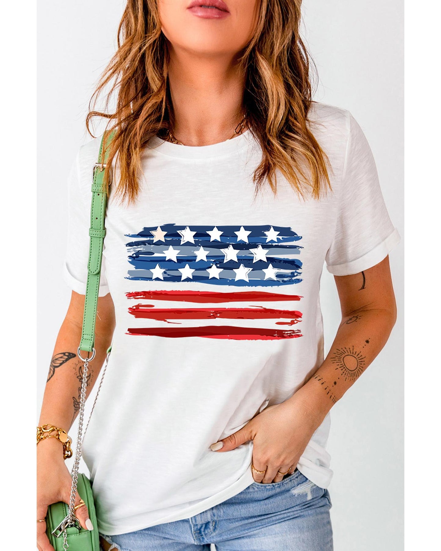 White American Flag Graphic Fashion Tee - M