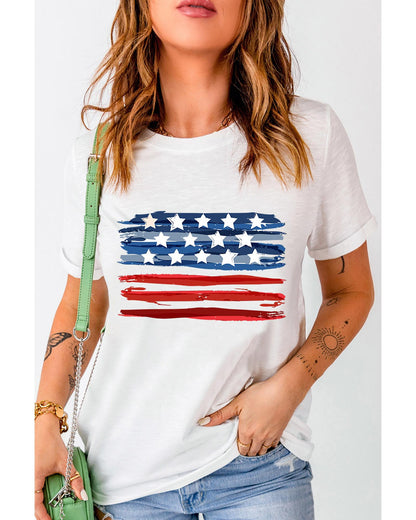 White American Flag Graphic Fashion Tee - M