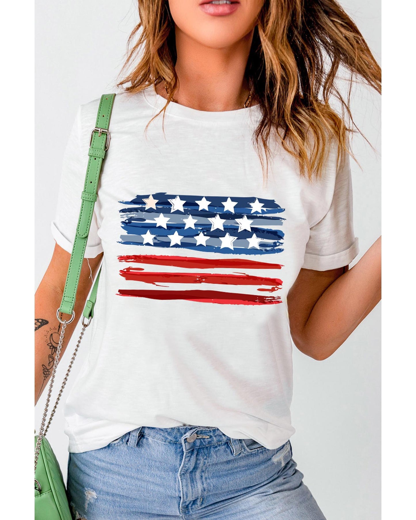 White American Flag Graphic Fashion Tee - M