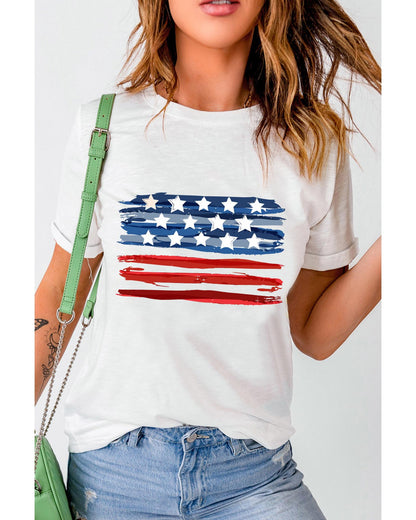 White American Flag Graphic Fashion Tee - M