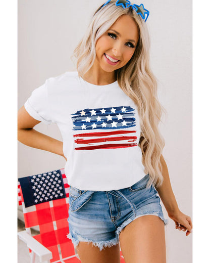 White American Flag Graphic Fashion Tee - M