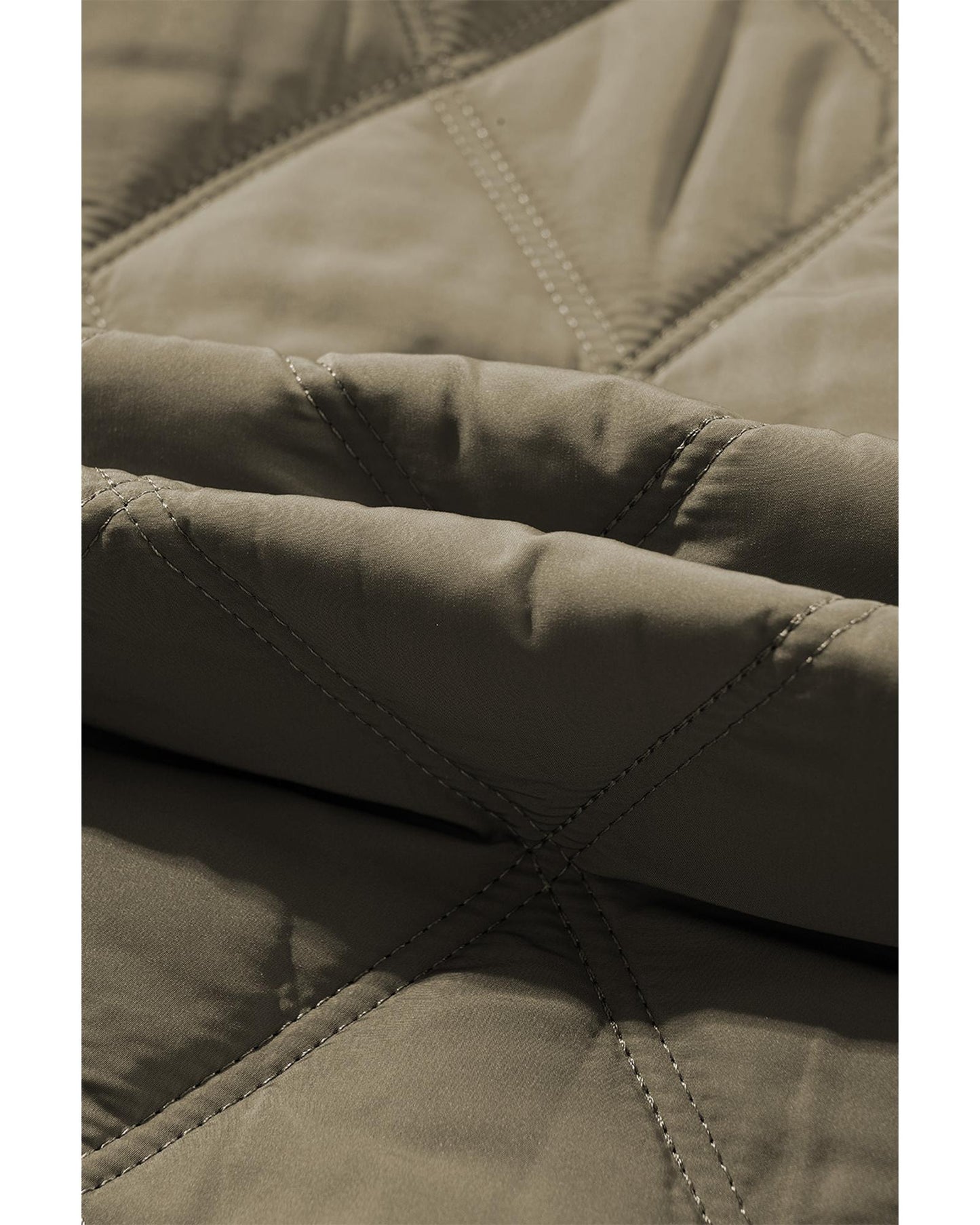 Jungle Green Teddy Collar Flap Pockets Quilted Puffer Jacket - M