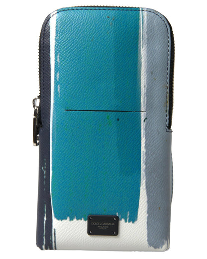 Dolce & Gabbana Men's Blue Leather  Purse Crossbody Sling Phone Bag - One Size