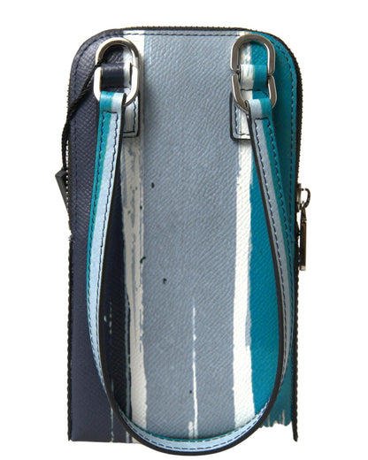 Dolce & Gabbana Men's Blue Leather  Purse Crossbody Sling Phone Bag - One Size