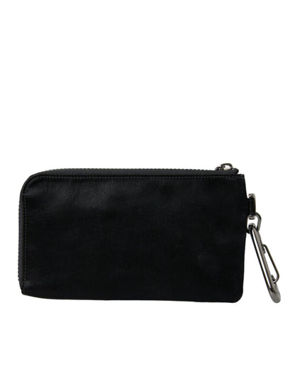Dolce & Gabbana Men's Black Nylon Logo Plaque Keyring Pouch Clutch Bags - One Size