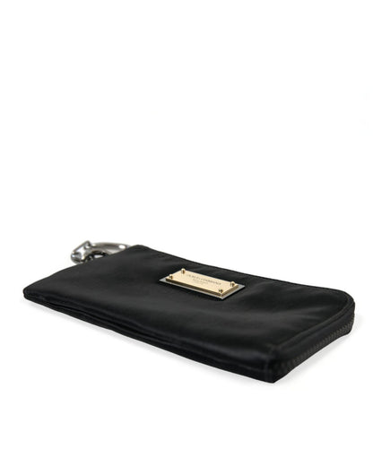 Dolce & Gabbana Men's Black Nylon Logo Plaque Keyring Pouch Clutch Bags - One Size