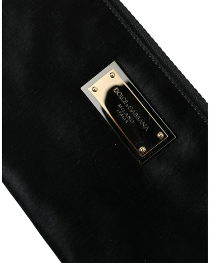 Dolce & Gabbana Men's Black Nylon Logo Plaque Keyring Pouch Clutch Bags - One Size