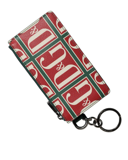 Dolce & Gabbana Men's Green Calf Leather Logo Print Monogram Card Holder Wallet - One Size