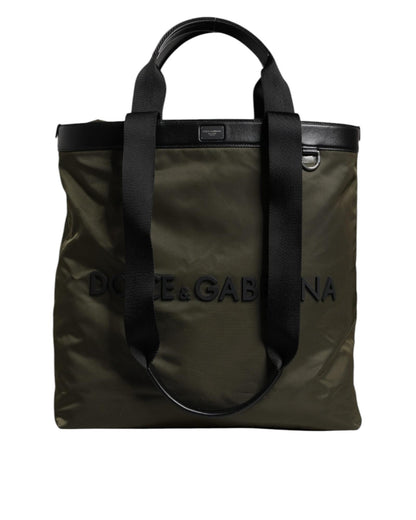 Dolce & Gabbana Men's Military Green Nylon Shoulder Strap Tote Bag - One Size