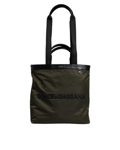 Dolce & Gabbana Men's Military Green Nylon Shoulder Strap Tote Bag - One Size
