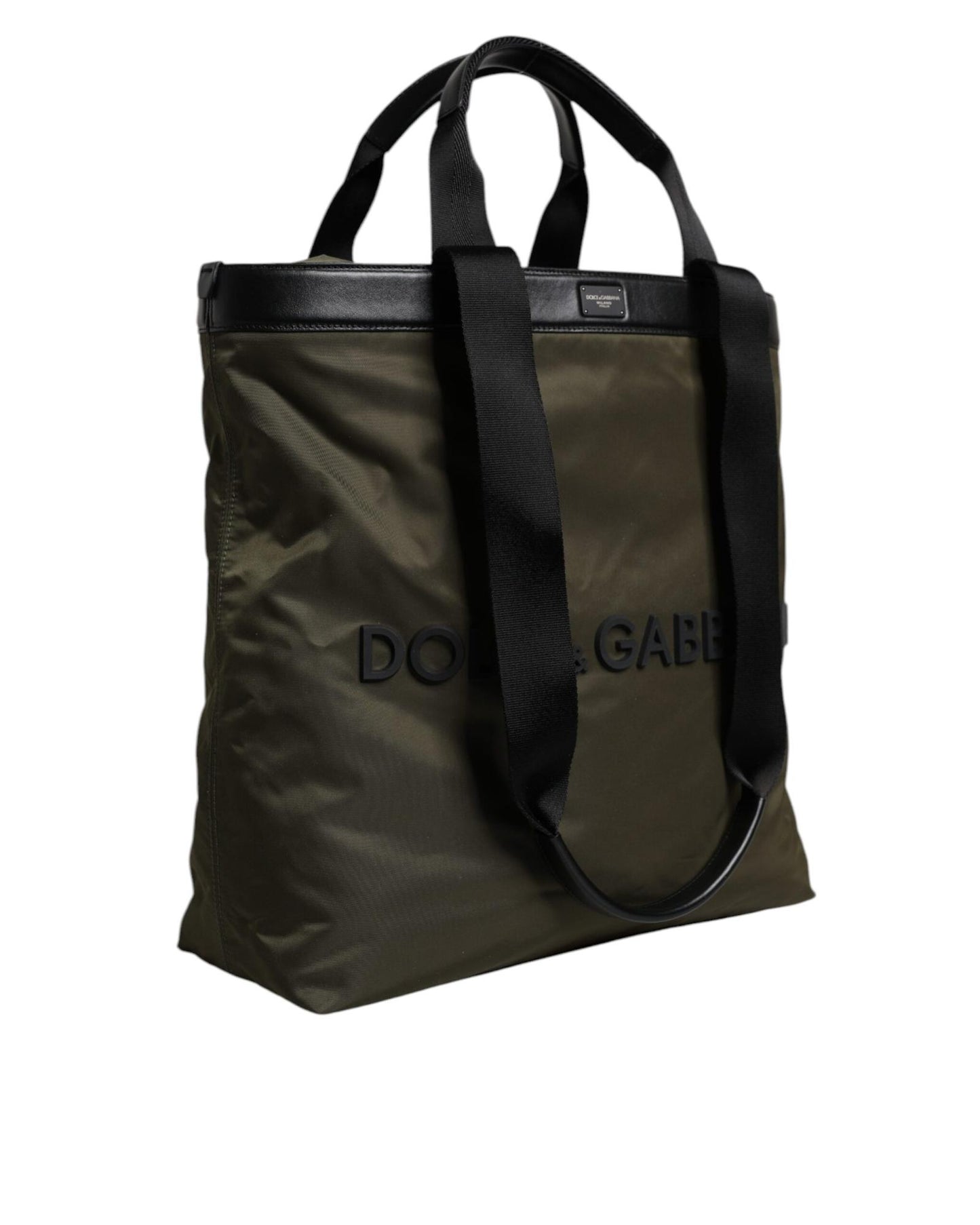 Dolce & Gabbana Men's Military Green Nylon Shoulder Strap Tote Bag - One Size