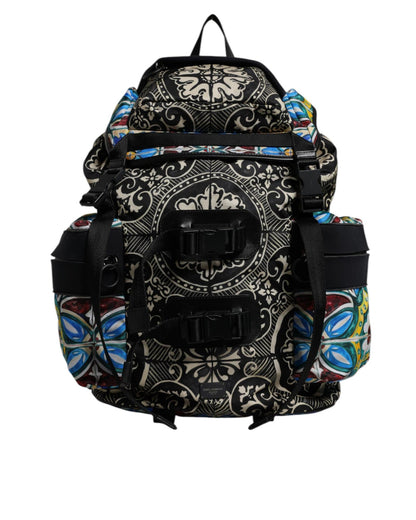 Dolce & Gabbana Men's Multicolor Maiolica Print Nylon Backpack Bag - One Size
