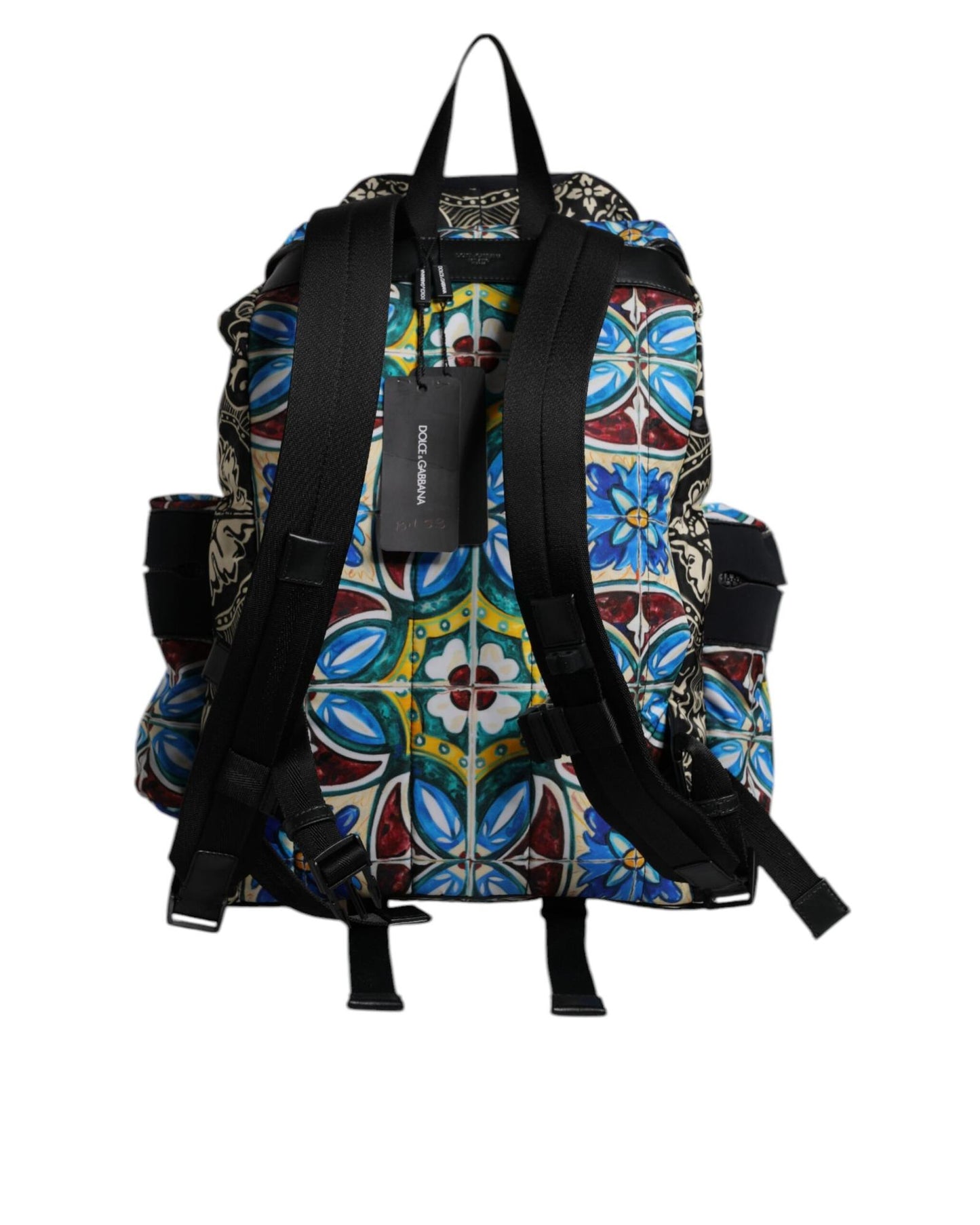 Dolce & Gabbana Men's Multicolor Maiolica Print Nylon Backpack Bag - One Size