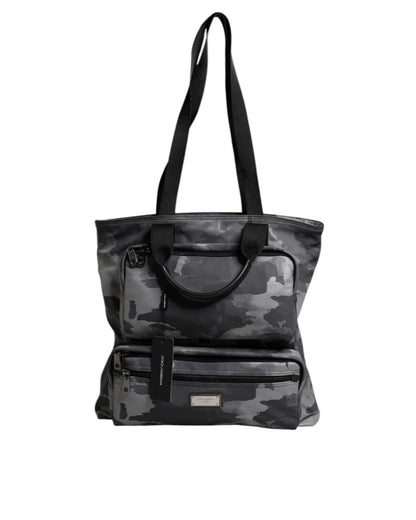 Dolce & Gabbana Men's Gray Camo Cotton Multiple Compartts Tote Bag - One Size