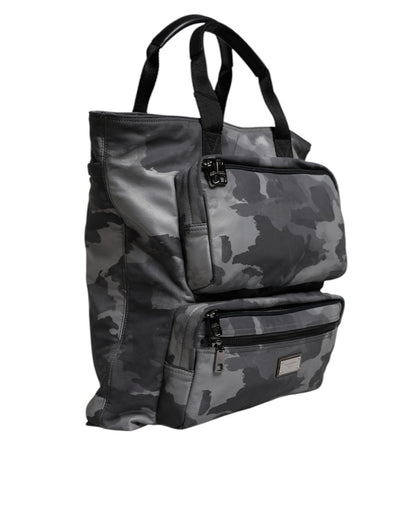Dolce & Gabbana Men's Gray Camo Cotton Multiple Compartts Tote Bag - One Size