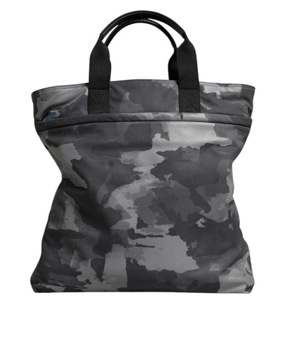Dolce & Gabbana Men's Gray Camo Cotton Multiple Compartts Tote Bag - One Size