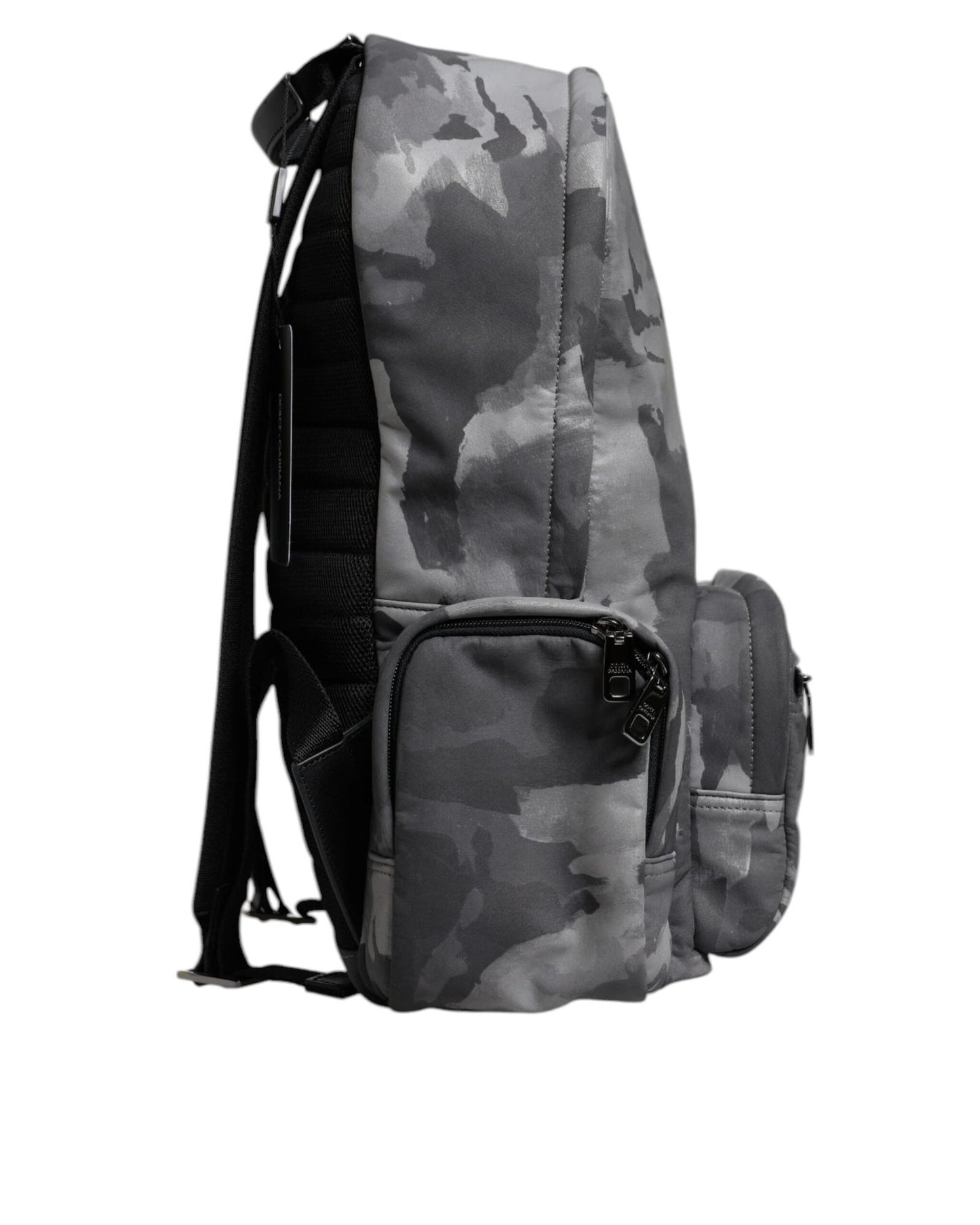 Dolce & Gabbana Men's Gray Cotton Camouflage Logo Plaque Backpack Bag - One Size