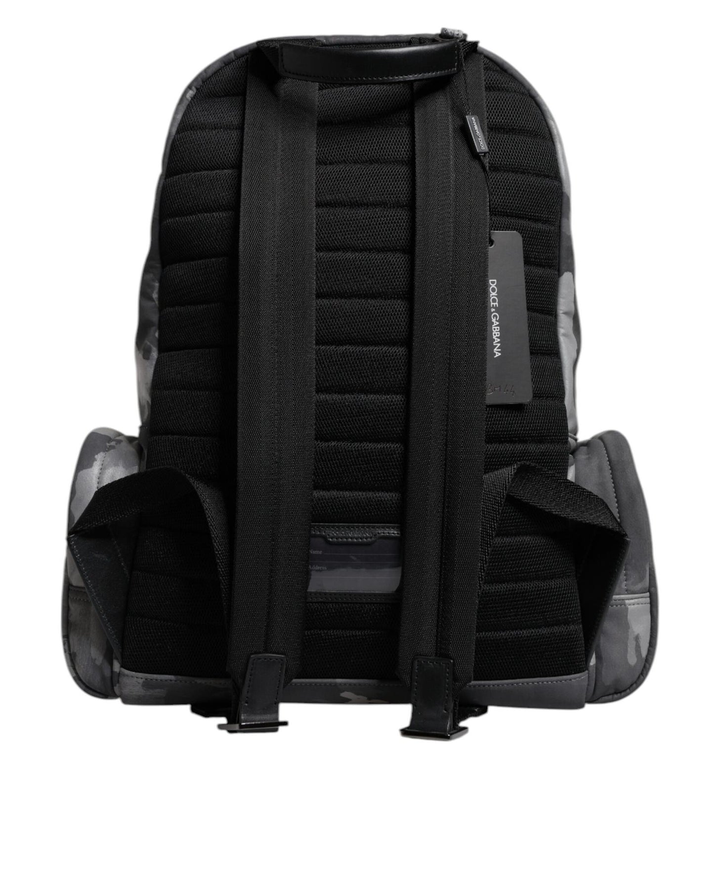 Dolce & Gabbana Men's Gray Cotton Camouflage Logo Plaque Backpack Bag - One Size