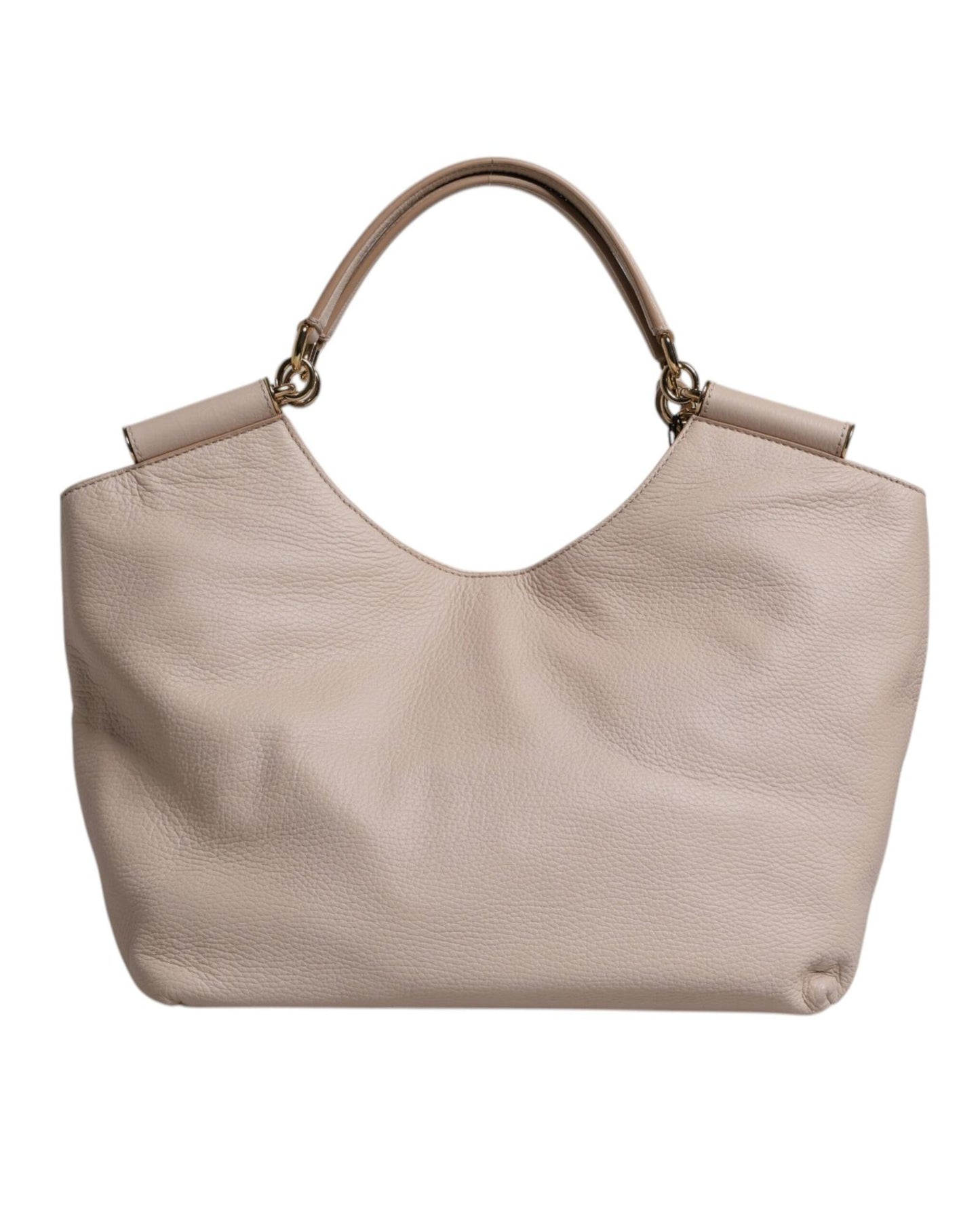 Dolce & Gabbana Women's Light Pink Deer Leather Logo Plaque Tote Top Handle Bag - One Size