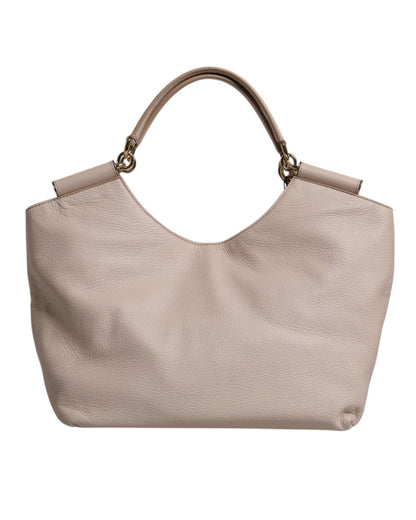 Dolce & Gabbana Women's Light Pink Deer Leather Logo Plaque Tote Top Handle Bag - One Size