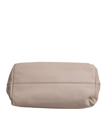 Dolce & Gabbana Women's Light Pink Deer Leather Logo Plaque Tote Top Handle Bag - One Size