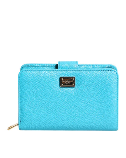 Dolce & Gabbana Women's Light Blue Leather Bifold Continental Clutch Wallet - One Size