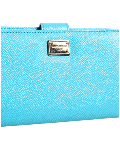 Dolce & Gabbana Women's Light Blue Leather Bifold Continental Clutch Wallet - One Size