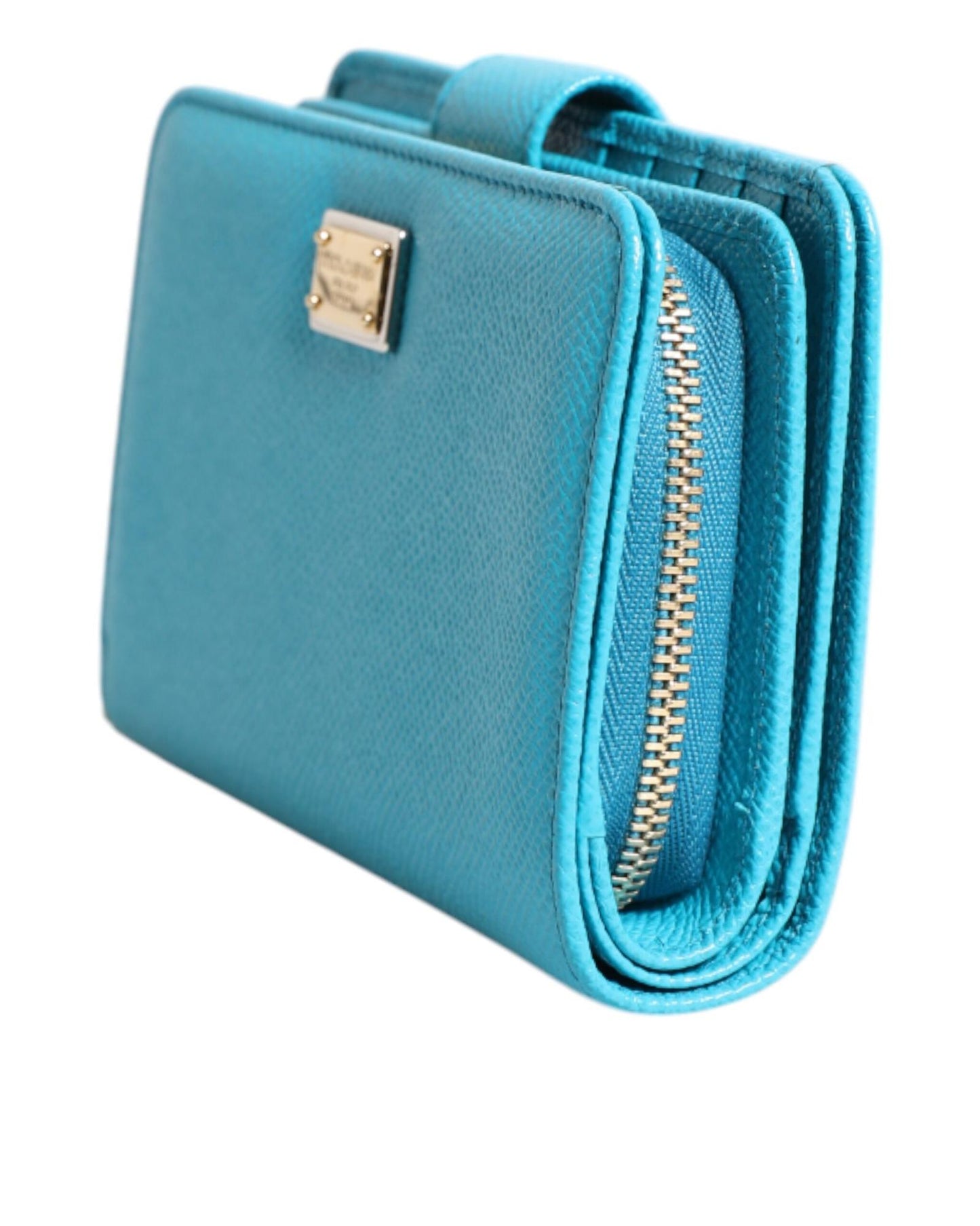 Dolce & Gabbana Women's Light Blue Leather Bifold Continental Clutch Wallet - One Size