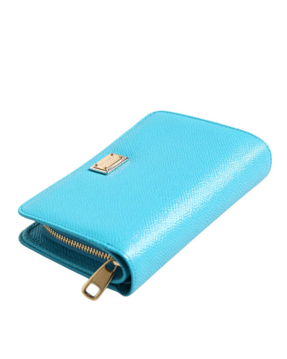 Dolce & Gabbana Women's Light Blue Leather Bifold Continental Clutch Wallet - One Size