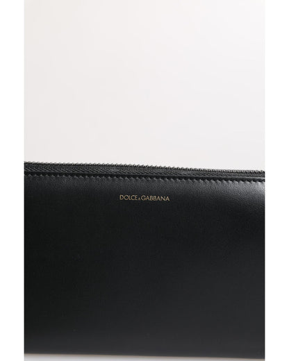 Dolce & Gabbana Men's Black Blue Exotic Leather Embossed Continental Wallet - One Size