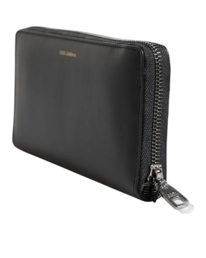 Dolce & Gabbana Men's Black Blue Exotic Leather Embossed Continental Wallet - One Size